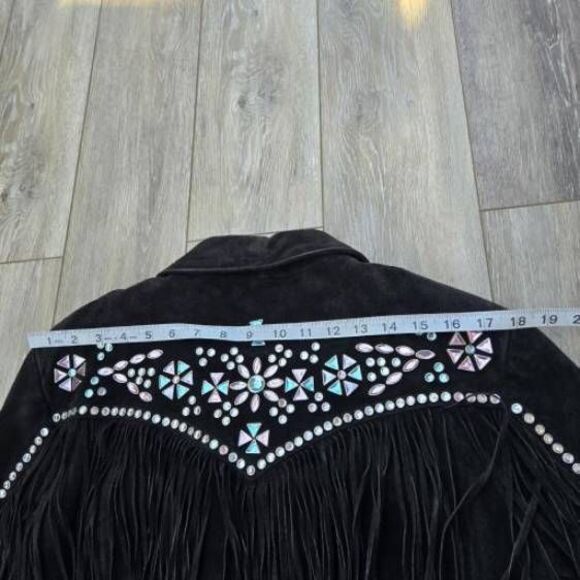 Cripple Creek vintage cowgirl jacket black with studs and tassels large htf - Picture 9 of 15
